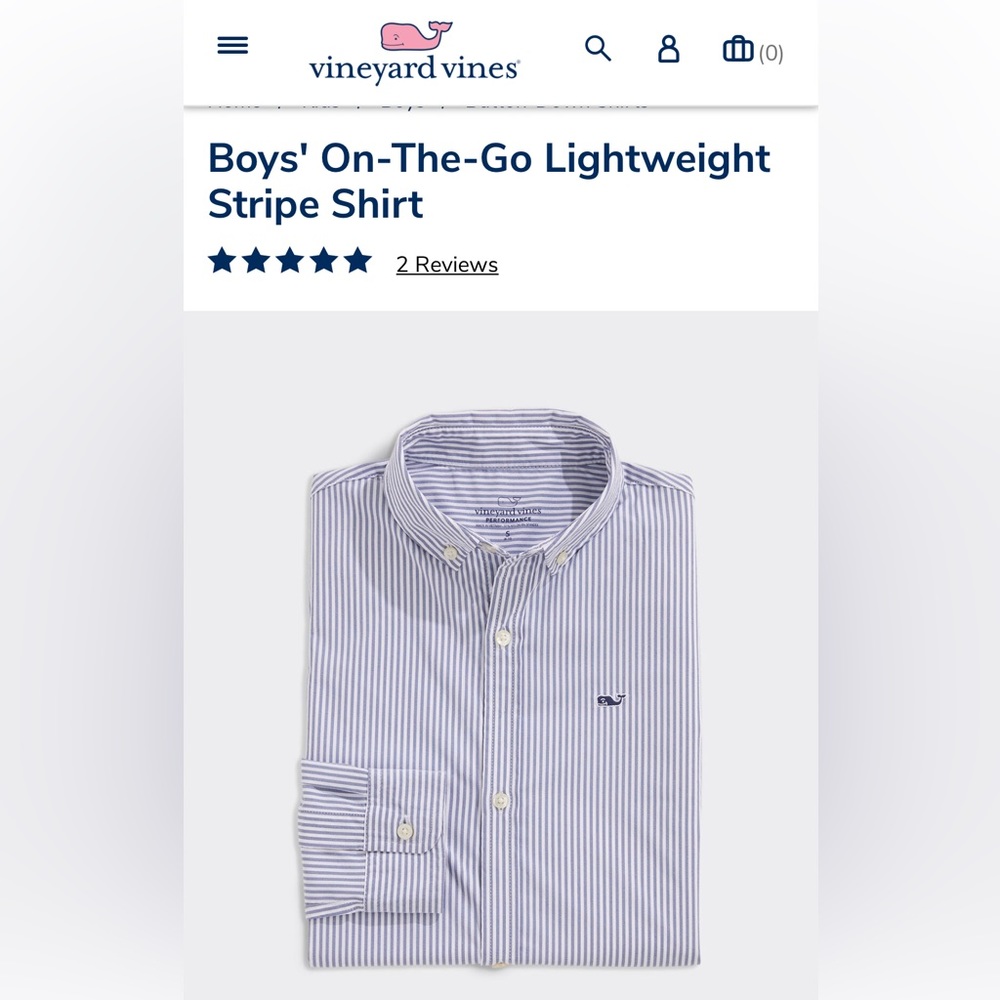 Vineyard Vines Boys' On-The-Go brrrº Stripe Button down shirt Size 18